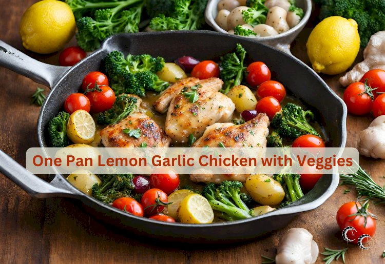 One Pan Lemon Garlic Chicken with Veggies Recipe