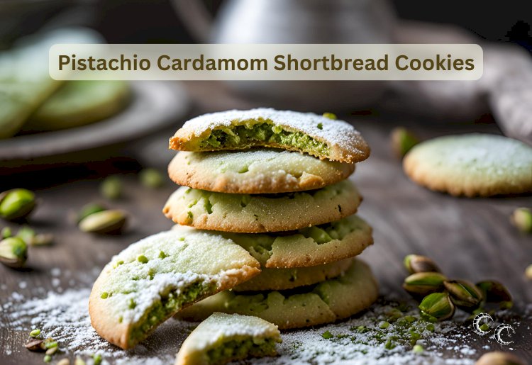 Pistachio Cardamom Shortbread Cookies