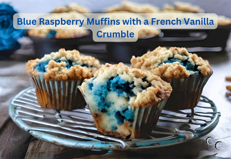 Blue Raspberry Muffins with a French Vanilla Crumble